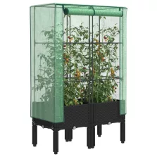   vidaXL rattan megjelenésű magaságyás melegháztakaróval 80x40x140 cm