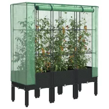   vidaXL rattan megjelenésű magaságyás melegháztakaróval 120x40x140 cm