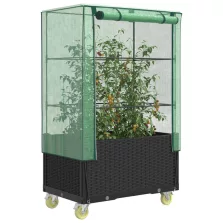   vidaXL rattan megjelenésű magaságyás borítással/kerékkel 80x50x182 cm