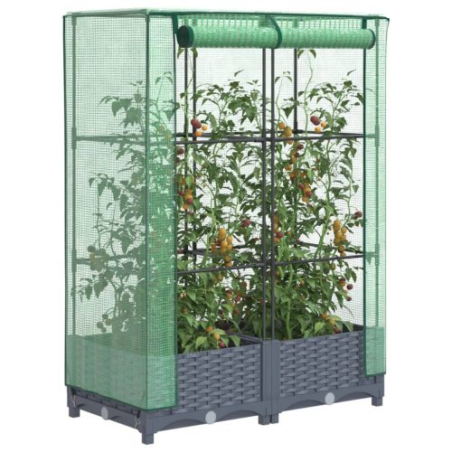 vidaXL rattan megjelenésű magaságyás melegháztakaróval 80x40x123 cm