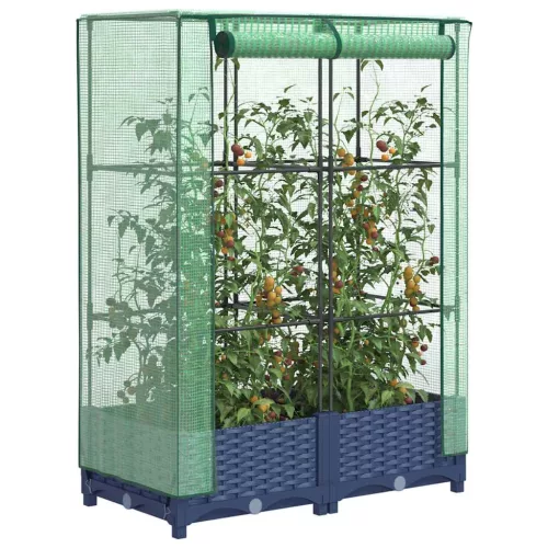 vidaXL rattan megjelenésű magaságyás melegháztakaróval 80x40x123 cm