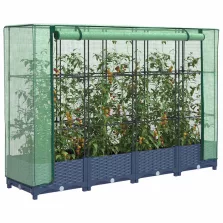   vidaXL rattan hatású magaságyás üvegháztakaróval 160 x 40 x 123 cm