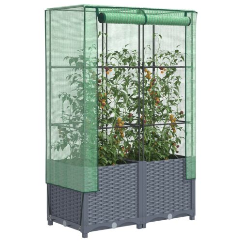 vidaXL rattan megjelenésű magaságyás melegháztakaróval 80x40x138 cm