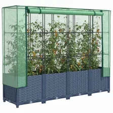   vidaXL rattan hatású magaságyás üvegháztakaróval 160 x 40 x 138 cm