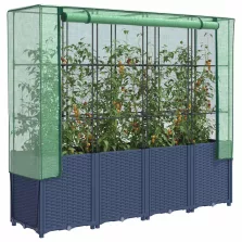   vidaXL rattan megjelenésű magaságyás melegháztakaróval 160x40x153 cm