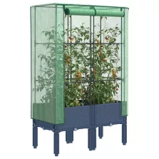   vidaXL rattan megjelenésű magaságyás melegháztakaróval 80x40x140 cm