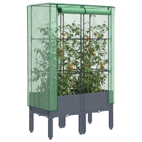 vidaXL rattan megjelenésű magaságyás melegháztakaróval 80x40x140 cm