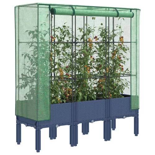 vidaXL rattan megjelenésű magaságyás melegháztakaróval 120x40x140 cm