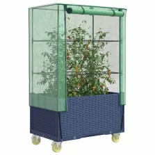   vidaXL rattan megjelenésű magaságyás borítással/kerékkel 80x50x182 cm