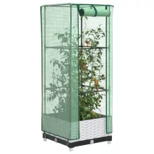   vidaXL rattan megjelenésű magaságyás melegháztakaróval 40x40x123 cm
