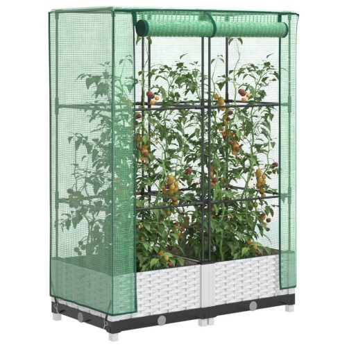 vidaXL rattan megjelenésű magaságyás melegháztakaróval 80x40x123 cm