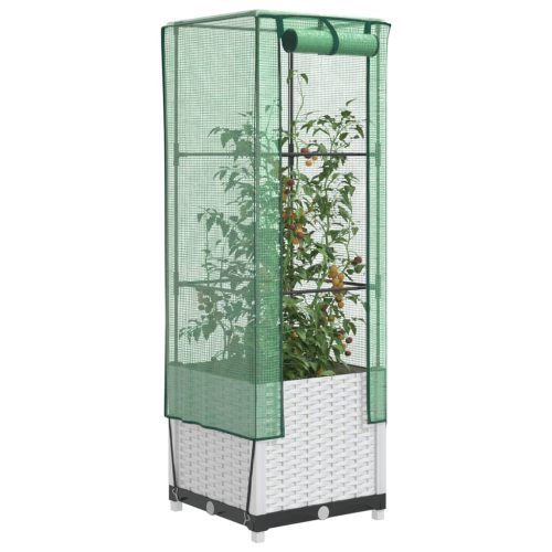 vidaXL rattan megjelenésű magaságyás melegháztakaróval 40x40x139 cm