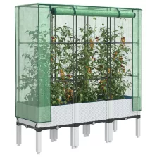   vidaXL rattan megjelenésű magaságyás melegháztakaróval 120x40x140 cm