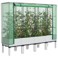   vidaXL rattan megjelenésű magaságyás melegháztakaróval 160x40x140 cm
