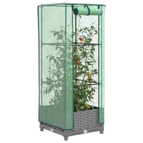 vidaXL rattan megjelenésű magaságyás melegháztakaróval 40x40x123 cm