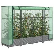   vidaXL rattan megjelenésű magaságyás melegháztakaróval 160x40x123 cm