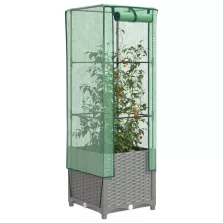   vidaXL rattan megjelenésű magaságyás melegháztakaróval 40x40x139 cm