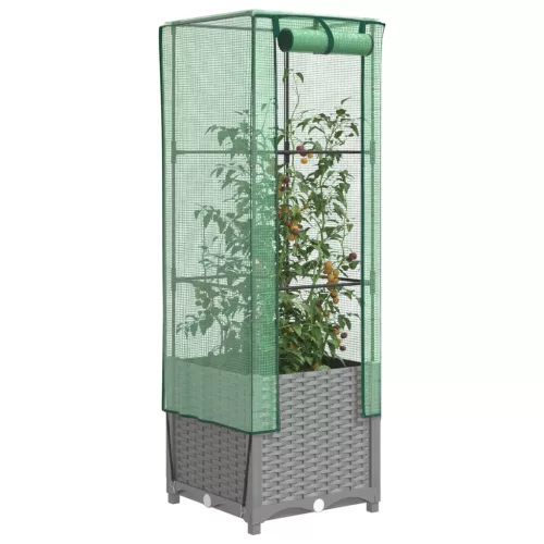 vidaXL rattan megjelenésű magaságyás melegháztakaróval 40x40x139 cm