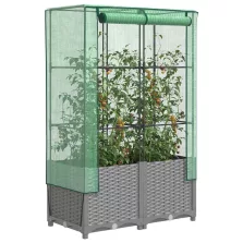   vidaXL rattan megjelenésű magaságyás melegháztakaróval 80x40x138 cm