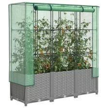   vidaXL rattan megjelenésű magaságyás melegháztakaróval 120x40x138 cm