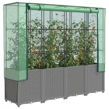   vidaXL rattan megjelenésű magaságyás melegháztakaróval 160x40x153 cm