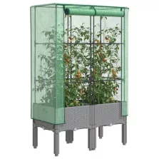   vidaXL rattan megjelenésű magaságyás melegháztakaróval 80x40x140 cm