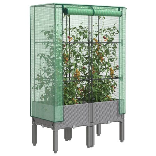 vidaXL rattan megjelenésű magaságyás melegháztakaróval 80x40x140 cm