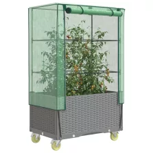   vidaXL rattan megjelenésű magaságyás borítással/kerékkel 80x50x182 cm