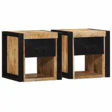   vidaXL 2 db tömör nyers mangófa éjjeliszekrények 40x35x40 cm