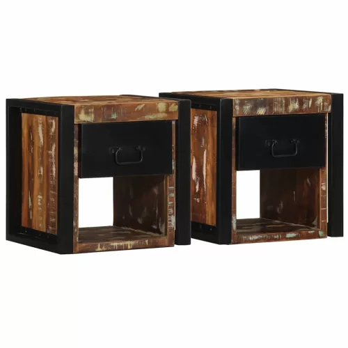 vidaXL 2 db tömör újrahasznosított fa éjjeliszekrények 40x35x40 cm