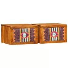   vidaXL Éjjeliszekrény fiókkal 2 pcs Barna 35 x 30 x 22 cm tömör akácfa