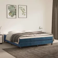   vidaXL sötétkék bársony zsebrugós ágymatrac 160 x 220 x 20 cm