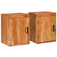   vidaXL Éjjeli asztal 2 pcs Barna 35 x 33 x 48 cm Tömör Fa Akácia