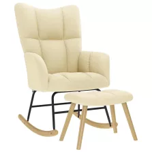 vidaXL krémszínű szövet hintaszék lábtartóval