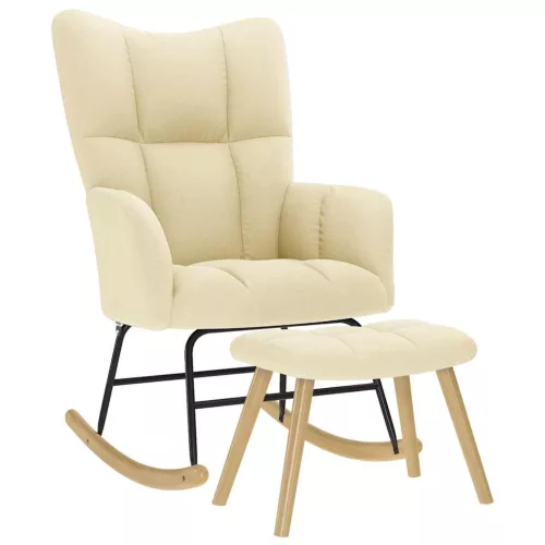 vidaXL krémszínű szövet hintaszék lábtartóval