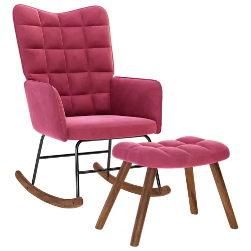 vidaXL bordó bársony hintaszék lábtartóval