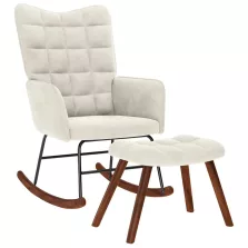 vidaXL krém bársony hintaszék lábtartóval