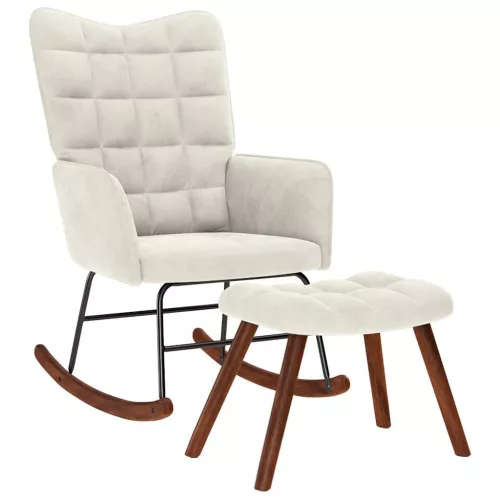 vidaXL krém bársony hintaszék lábtartóval