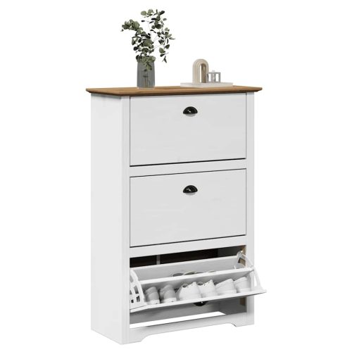 vidaXL cipőállvány "BODO" Fehér és barna 80x35x118 cm