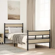   vidaXL sonoma tölgy színű fém ágykeret matrac nélkül 90 x 190 cm