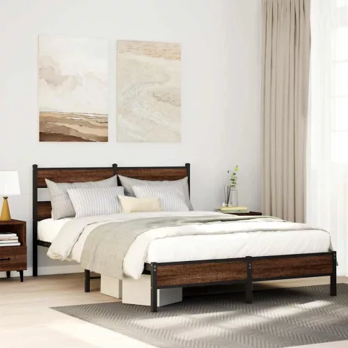 vidaXL barna tölgy színű szerelt fa ágykeret matrac nélkül 150x200 cm