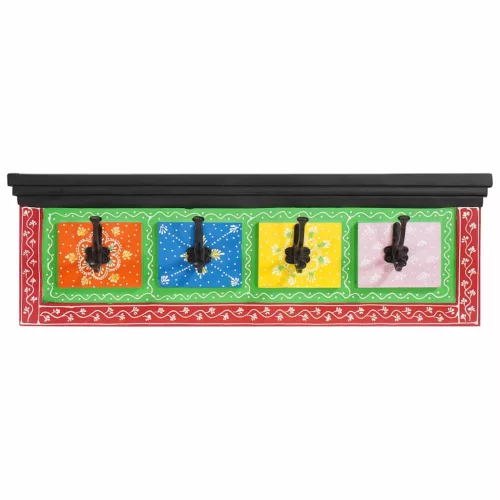 vidaXL Kabáthorog Fekete 80 x 25 x 2 cm Faanyag