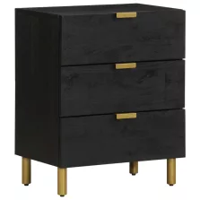   vidaXL fekete tömör szerelt fa éjjeliszekrény 50 x 33 x 62 cm