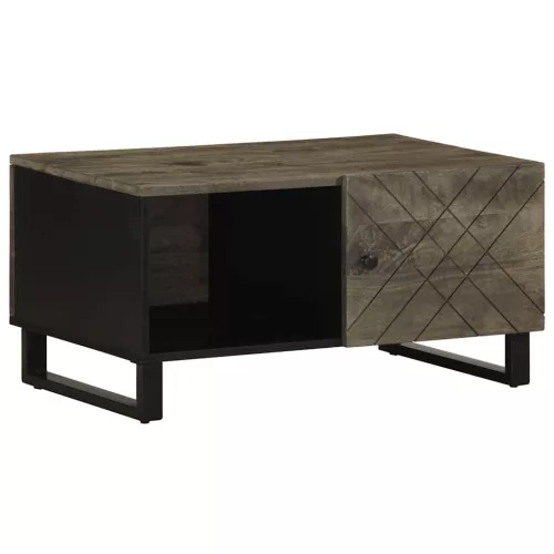 vidaXL fekete tömör mangófa dohányzóasztal 80 x 50 x 40 cm