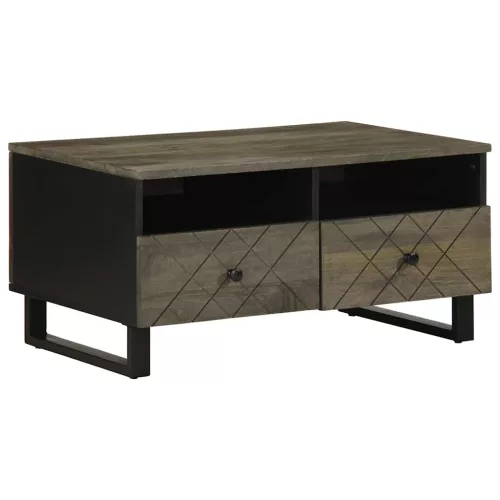 vidaXL fekete tömör mangófa dohányzóasztal 80 x 54 x 40 cm