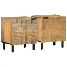   vidaXL 2 db barna tömör mangófa éjjeliszekrény 40 x 33 x 46 cm