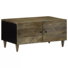   vidaXL világosszürke tömör mangófa dohányzóasztal 80 x 50 x 40 cm