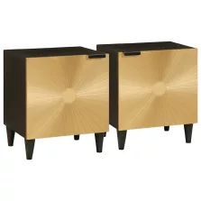   vidaXL Éjjeli asztal 2 pcs Fekete és Arany 40 x 33.5 x 46 cm