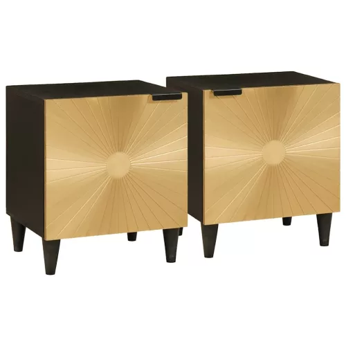 vidaXL Éjjeli asztal 2 pcs Fekete és Arany 40 x 33.5 x 46 cm