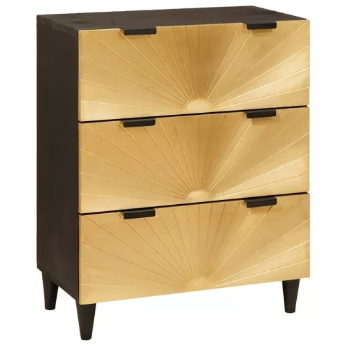 vidaXL Széf Fekete és Arany 60 x 33 x 75 cm tömör mangófa